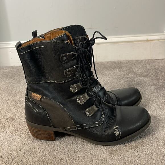 PIKOLINOS Black Leather Lace Up Combat Style Boots Size 10 - Picture 5 of 10